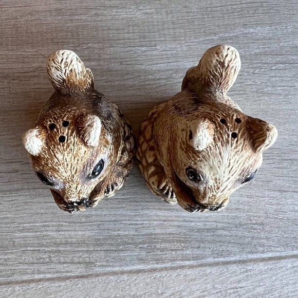 Chipmunk Squirrel Salt and Pepper Shakers Set Woodland Creatures Kitschy Novelty - Picture 10 of 10